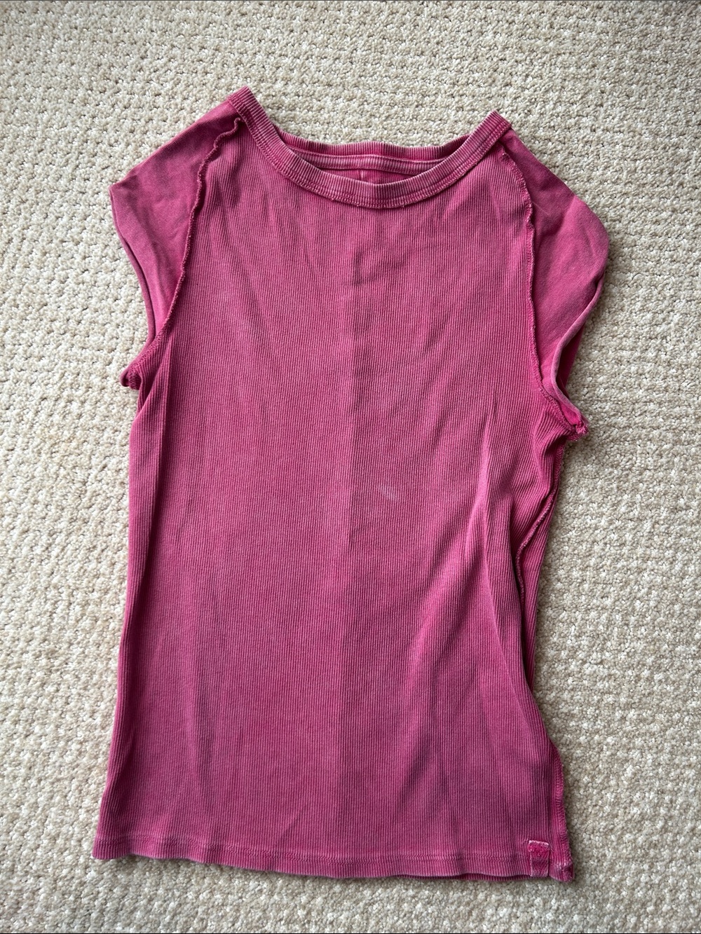 Free People Ribbed Cap Sleeve Tee - Rose